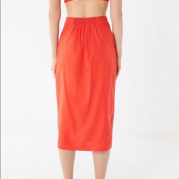 Urban Outfitters Amanda Red Linen Skirt Size M - Picture 2 of 11